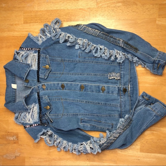 Hand painted Shredded Denim Jacket - Picture 15 of 16